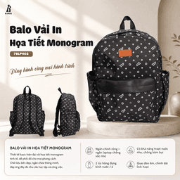 Balo Vải In Họa Tiết Monogram